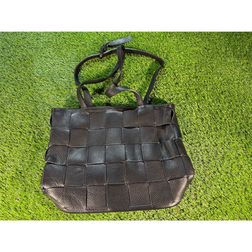 Viola Castellani Black Woven Leather Tote Bag‎